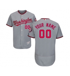 Washington Nationals Customized Grey Road Flex Base Authentic Collection Baseball Jersey
