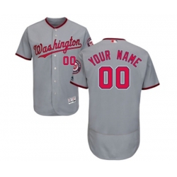 Washington Nationals Customized Grey Road Flex Base Authentic Collection Baseball Jersey