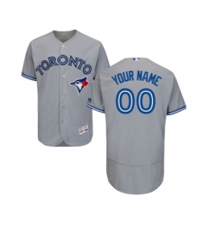 Toronto Blue Jays Customized Grey Road Flex Base Authentic Collection Baseball Jersey