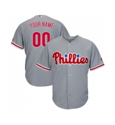 Philadelphia Phillies Customized Replica Grey Road Cool Base Baseball Jersey