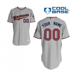 Minnesota Twins Customized Replica Grey Road Cool Base Baseball Jersey