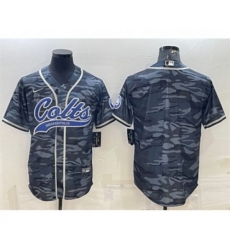 Indianapolis Colts Blank Gray Camo With Patch Cool Base Stitched Baseball Jersey