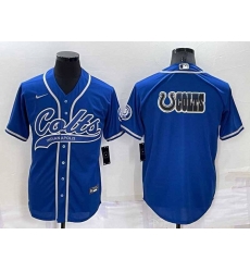 Indianapolis Colts Blue Team Big Logo With Patch Cool Base Stitched Baseball Jerse