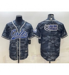 Indianapolis Colts Grey Camo Team Big Logo With Patch Cool Base Stitched Baseball Jersey