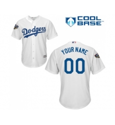 Los Angeles Dodgers Customized Replica White Home Cool Base 2018 World Series Baseball Jersey