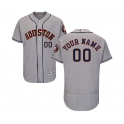 Houston Astros Customized Grey Road Flex Base Authentic Collection Baseball Jersey