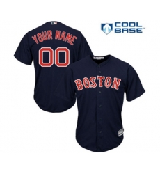 Boston Red Sox Customized Replica Navy Blue Alternate Road Cool Base Baseball Jersey