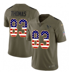 Houston Texans #83 Jordan Thomas Limited Olive USA Flag 2017 Salute to Service NFL Jersey