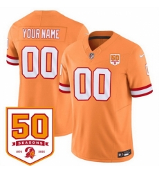 Tampa Bay Buccaneers Active Player Custom Orange 2025 F U S E 50th Anniversary Patch Vapor Limited Stitched Jersey