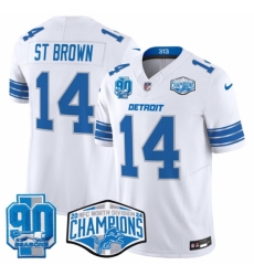 Detroit Lions #14 Amon-Ra St. Brown White 2024 NFC North Champions 90th Anniversary F.U.S.E. Vapor Limited Stitched Jersey