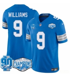 Detroit Lions #9 Jameson Williams Blue 2024 NFC North Champions 90th Anniversary F.U.S.E. Vapor Limited Stitched Jersey