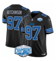 Detroit Lions #97 Aidan Hutchinson Black 2024 NFC North Champions F.U.S.E. Vapor Limited Stitched Jersey