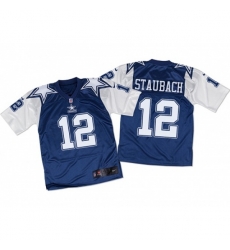 Dallas Cowboys #12 Roger Staubach Elite Navy White Throwback NFL Jersey
