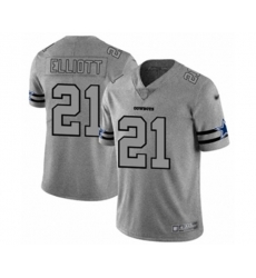 Dallas Cowboys #21 Ezekiel Elliott Gray Team Logo Gridiron Limited Football Jersey