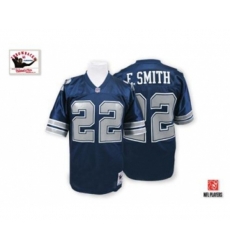 Dallas Cowboys #22 Emmitt Smith Authentic Navy Blue Throwback Football Jersey