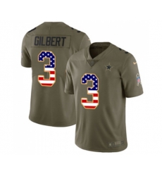 Dallas Cowboys #3 Garrett Gilbert Olive USA Flag Mens Stitched NFL Limited 2017 Salute To Service Jersey