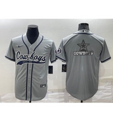 Dallas Cowboys Grey Team Big Logo With Patch Cool Base Stitched Baseball Jersey