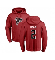 Atlanta Falcons #2 Matt Ryan Red Name & Number Logo Pullover Hoodie