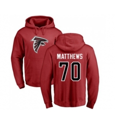 Atlanta Falcons #70 Jake Matthews Red Name & Number Logo Pullover Hoodie