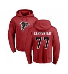 Atlanta Falcons #77 James Carpenter Red Name & Number Logo Pullover Hoodie