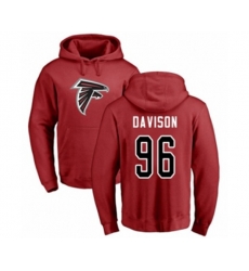 Atlanta Falcons #96 Tyeler Davison Red Name & Number Logo Pullover Hoodie