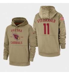 Arizona Cardinals #11 Larry Fitzgerald 2019 Salute to Service Sideline Therma Pullover Hoodie - Tan