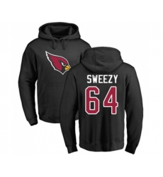 Arizona Cardinals #64 J.R. Sweezy Black Name & Number Logo Pullover Hoodie