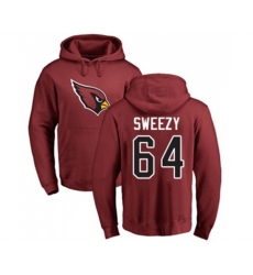 Arizona Cardinals #64 J.R. Sweezy Maroon Name & Number Logo Pullover Hoodie