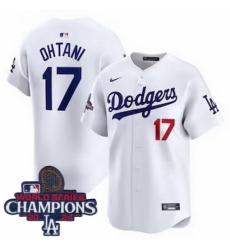Los Angeles Dodgers Shohei Ohtani #17 White Flex Base 2024 World Series Champions Stitched MLB Jersey
