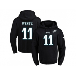Philadelphia Eagles #11 Carson Wentz Black Name & Number Pullover NFL Hoodie Philadelphia Eagles #11 Carson Wentz Black Name & Number Pullover NFL Hoodie