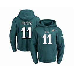 Philadelphia Eagles #11 Carson Wentz Midnight Green Name & Number Pullover NFL Hoodie Philadelphia Eagles #11 Carson Wentz Midnight Green Name & Number Pullover NFL Hoodie