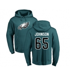 Philadelphia Eagles #65 Lane Johnson Green Name & Number Logo Pullover Hoodie