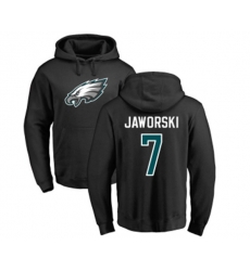 Philadelphia Eagles #7 Ron Jaworski Black Name & Number Logo Pullover Hoodie