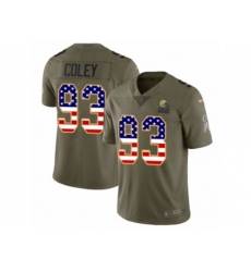Cleveland Browns #93 Trevon Coley Limited Olive USA Flag 2017 Salute to Service NFL Jersey