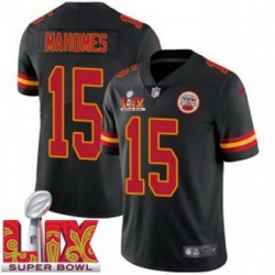 Kansas City Chiefs Patrick Mahomes #15 Black 2024 2025 Super Bowl LIX F U S E Stitched Jersey