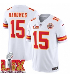 Kansas City Chiefs Patrick Mahomes #15 White 2024 2025 Super Bowl LIX F U S E Stitched Jersey