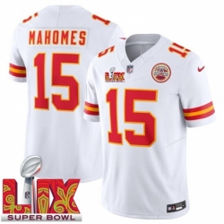 Kansas City Chiefs Patrick Mahomes #15 White 2024 2025 Super Bowl LIX F U S E Stitched Jersey