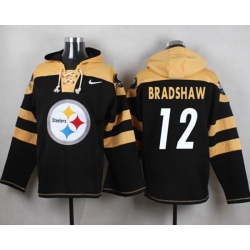 Pittsburgh Steelers #12 Terry Bradshaw Black Player Pullover NFL Hoodie