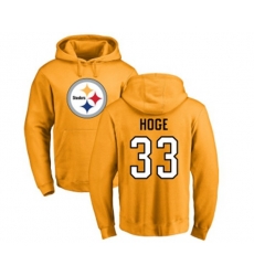 Pittsburgh Steelers #33 Merril Hoge Gold Name & Number Logo Pullover Hoodie