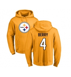 Pittsburgh Steelers #4 Jordan Berry Gold Name & Number Logo Pullover Hoodie