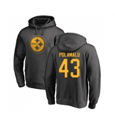 Pittsburgh Steelers #43 Troy Polamalu Ash One Color Pullover Hoodie