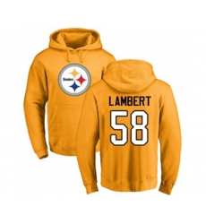 Pittsburgh Steelers #58 Jack Lambert Gold Name & Number Logo Pullover Hoodie