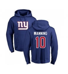 New York Giants #10 Eli Manning Royal Blue Name & Number Logo Pullover Hoodie