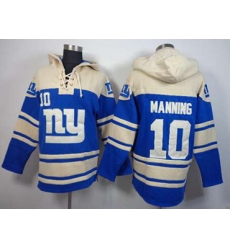 New York Giants #10 Eli Manning blue-cream[pullover hooded sweatshirt]