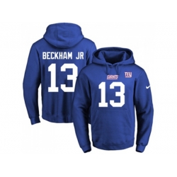 New York Giants #13 Odell Beckham Jr Royal Blue Name & Number Pullover NFL Hoodie