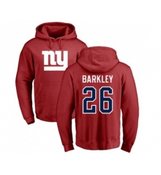 New York Giants #26 Saquon Barkley Red Name & Number Logo Pullover Hoodie
