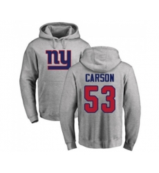 New York Giants #53 Harry Carson Ash Name & Number Logo Pullover Hoodie