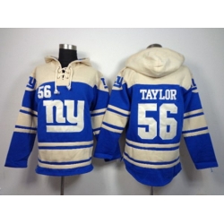 New York Giants #56 Lawrence Taylor blue-cream[pullover hooded sweatshirt]