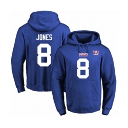 New York Giants #8 Daniel Jones Royal Blue Name & Number Pullover Hoodie