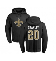 New Orleans Saints #20 Ken Crawley Black Name & Number Logo Pullover Hoodie